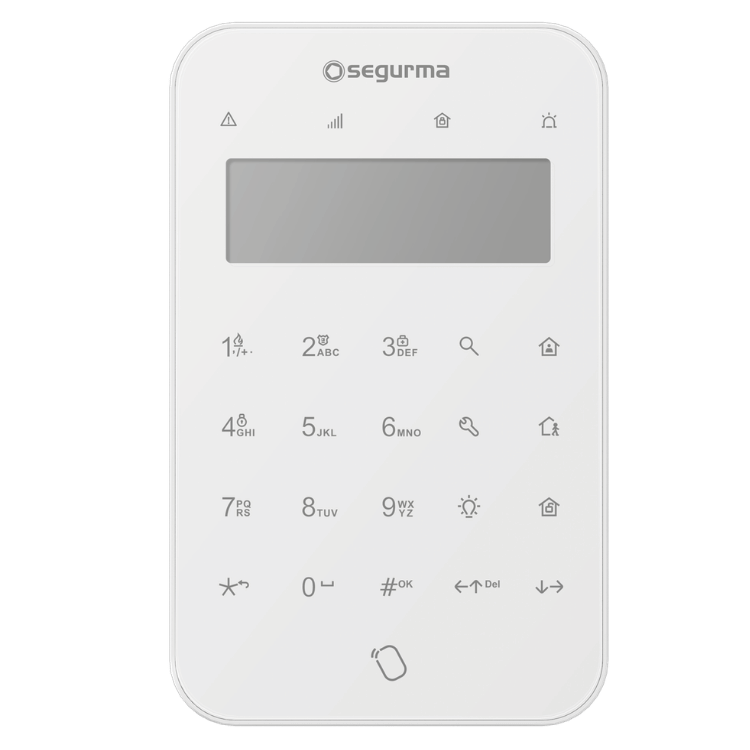 Teclado táctil Segurma — activación y desactivación con código personal